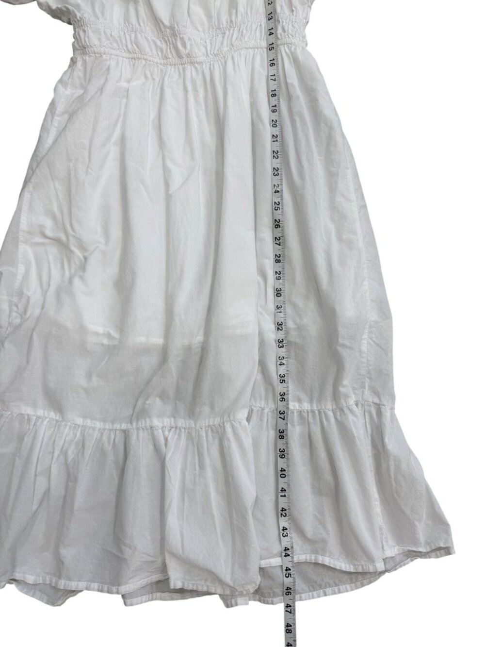 Dizzy Lizzy Womens XL Midi Dress White Cotton Puff-Sleeves Cottagecore Milk-Maid - Picture 6 of 8